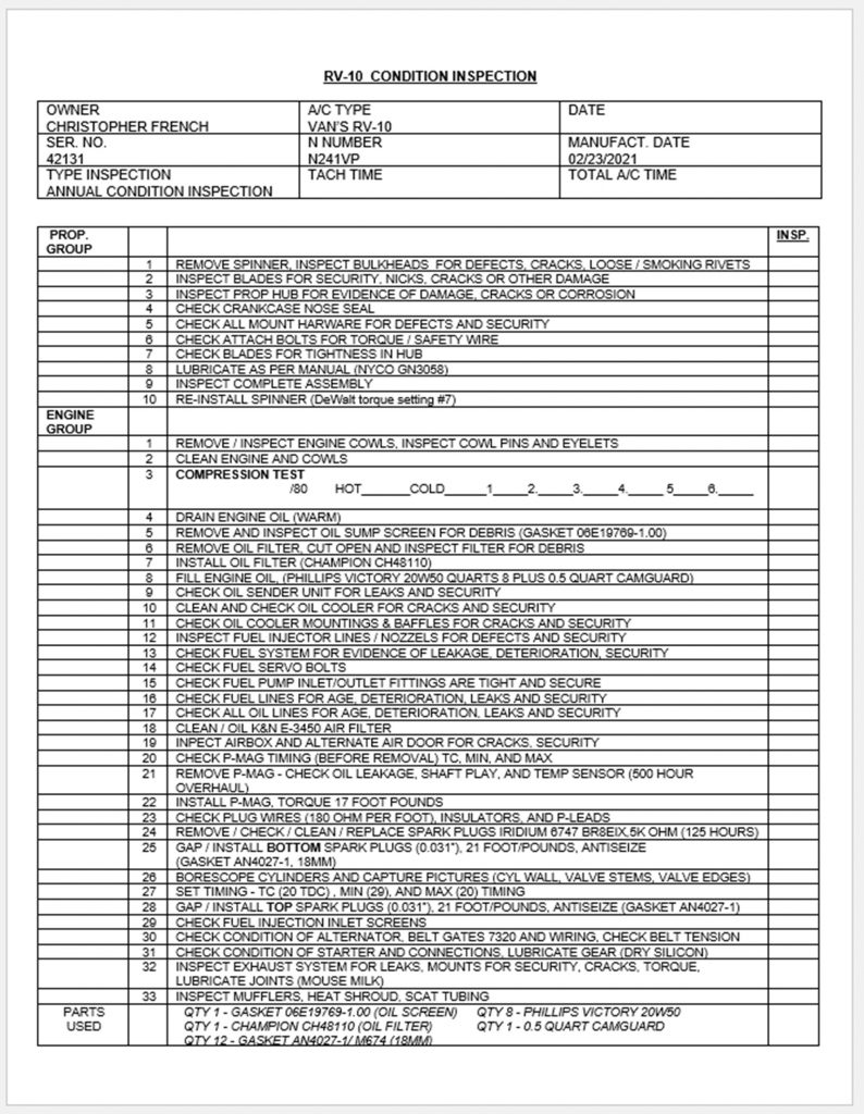 Condition Inspection Checklist - Strikhedonia